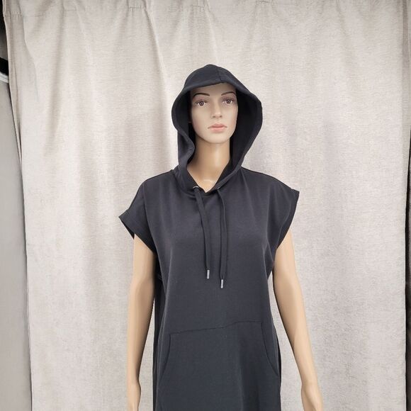 Garnet Hill Hooded French Terry Dress, Black Women's Small - Picture 9 of 11
